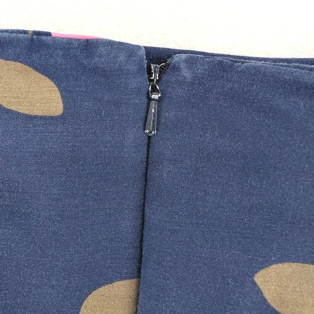 Boden Navy‎ Floral Cotton Blend Pencil Skirt Retro Print Size 6P